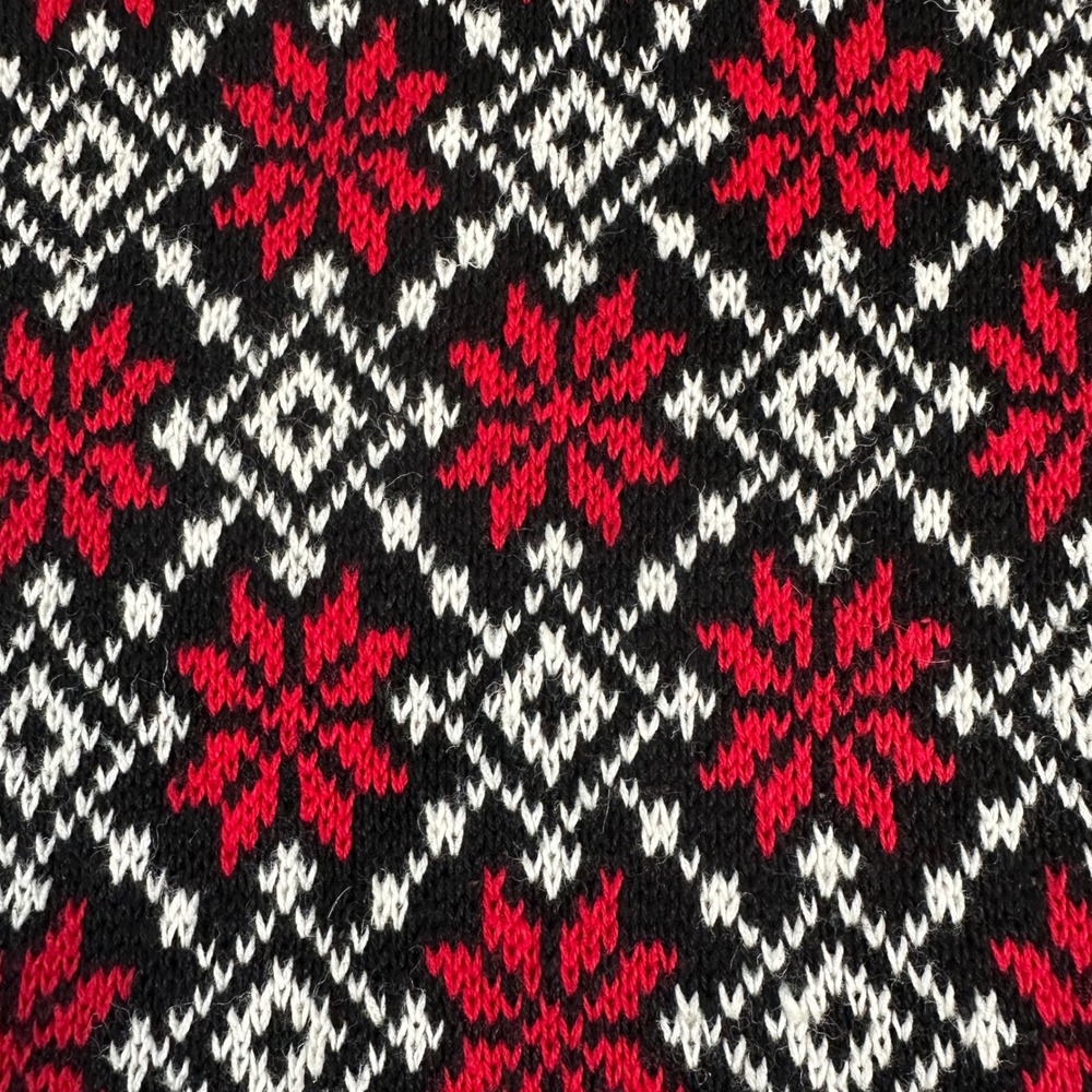 Vintage 90s Fair Isle Snowflake Sweater Oversized Small Red Black White Winter‎ - Picture 5 of 5